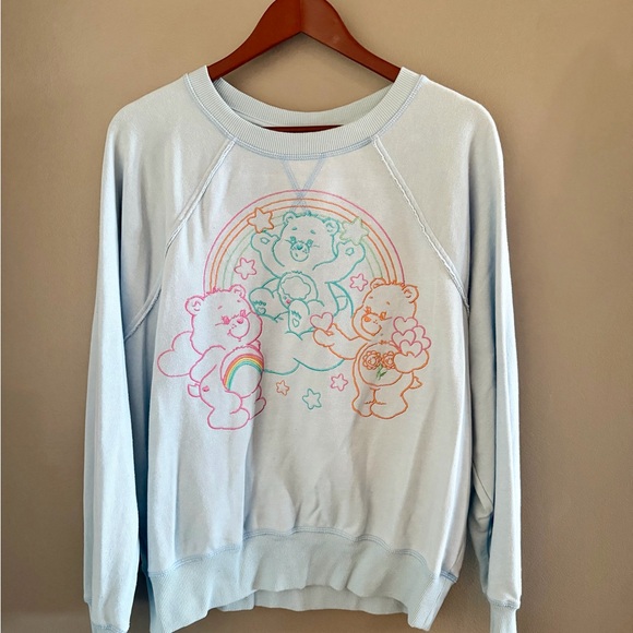 Care Bears Tops - Care Bears Women’s Embroidered Freshwater Blue Crewneck Sweatshirt Size Large